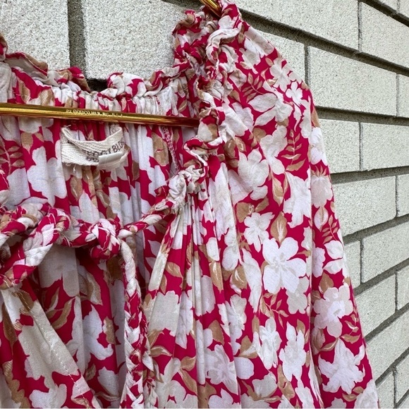 Barefoot Blonde Palm Beach Leilani Dress Pink White Floral Boho Tiered Rayon XS - Picture 9 of 15
